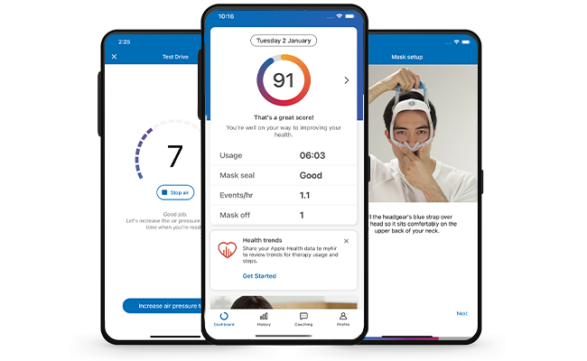 Schermafbeeldingen van de myAir-app