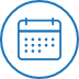 Een blauw cirkelpictogram met een kalender die de tijd weergeeft. Hoewel er geen vast schema is voor updates, kunt u twee keer per jaar updates verwachten.