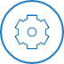 Een blauw cirkelpictogram met een lijntekening van een tandwiel erin, wat Device Diagnostic betekent
