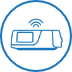 Pictogram van een blauwe cirkel met een tekening van een PPC-apparaat erin, als symbool voor apparaatupdates.